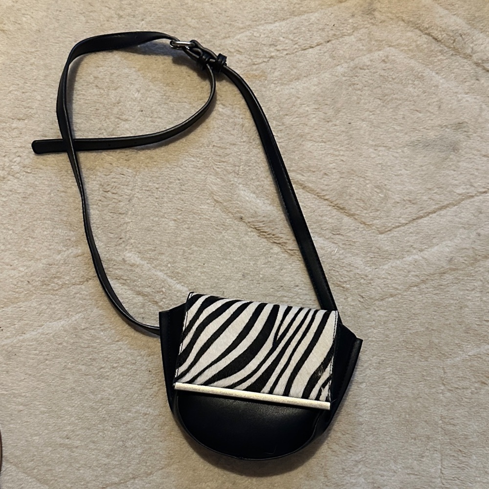 NWT Sam Edelman Black and White Zebra Crossbody Bag